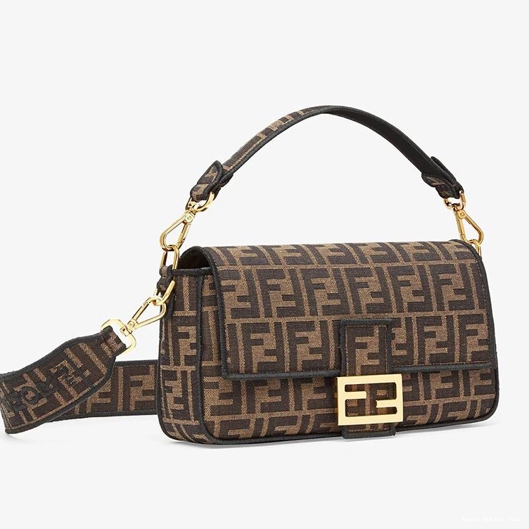 Cheap Fabric FF Bag Brown Motif Medium Fendi In Baguette 0803